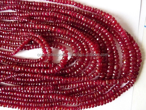 Synthetic Corundum Ruby Roundel Facet Loose <b>Beads</b> <b>Red</b> Color - Product Image 4