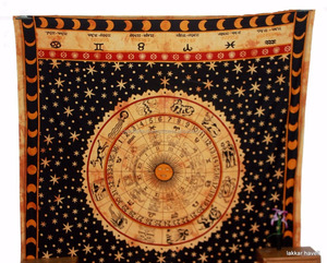 Bonhomie, astrología India, horóscopo, tapices, Mandala, Hippie, colcha decorativa de pared, cortina, colcha impresa, tapiz de pared - Product Image 6