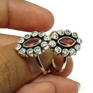 Natural Red CZ 925 Sterling <b>Silver</b> <b>Toe</b> Gemstone <b>Rings</b> Exporter And Wholesaler Stone <b>Silver</b> Jewelry - Product Image 5