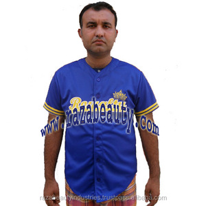 Maillot de baseball personnalisé en polyester respirant 100 %, antibactérien, séchage rapide, grande taille, col en V, design boutonné - Vêtements de sport - Product Image 3