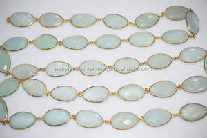 Jeu de lunette de calcédoine Aqua, chaîne de connecteur en pierre précieuse - Product Image 3