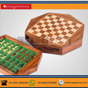 Octagon <b>Wooden</b> <b>Chess</b> Game <b>Set</b> with Felt Base Decorative Tabletop Knick Knack Travel <b>Chess</b> Board Game for Kids Adults Home Decor - Product Image 5