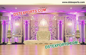 Conjunto de paneles dorados para decoración de escenario, Set de escenario con temática de pavo real para recepción de escenario, boda asiática - Product Image 3