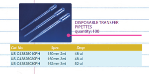 Pipettes de transfert transparentes jetables UNI-Sci en PP OEM, capacité 2 ml, goutte de 48-52 µl, longueur 150 mm, paquet de 100 pièces - Product Image 2