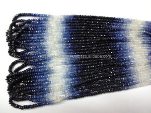 Perles rondes facettées en saphir bleu naturel, corindon, pierres précieuses de guérison, brins teints, certifiés par un tiers, Coszcalt Exports - Product Image 3