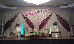 Wedding Stage <b>Embroidered</b> Jhrokha Style Backdrop Temple Style Wedding Backdrop <b>Curtains</b> Indian Wedding Arch Backdrop Decoration - Product Image 2