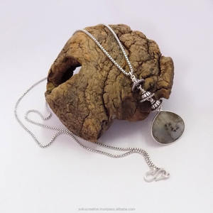 Collar con Colgante de Diseño Clásico para Mujer, Chapado en Plata 925, Joyería de Latón, 24 Pulgadas, Soku # 3496 - Product Image 1