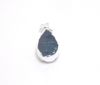 Pendentif Bohème Fait Main en Argent Plaqué Sterling avec Druzy Multi-Pierres Naturelles en Forme de Poire, Pierre de Naissance Paon, Tendance pour Fêtes