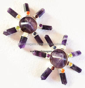 Vente en gros de bol de générateur d'énergie améthyste 7 chakras fait à la main thème Reiki en pierre naturelle avec fée Feng Shui style mascotte faite à la main - Product Image 1