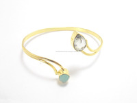 Ensemble de bracelets joncs plaqués or multi-pierres argentées pour femme avec pierres précieuses et diamants – Cadeau idéal pour fêtes et mariages