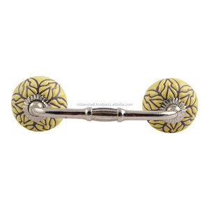 Manija de tocador a granel hecha a mano de cerámica, puente Floral amarillo, venta al por mayor, manijas de gabinete, lote, puerta de cajón Vintage, tirador de gabinete - Product Image 1