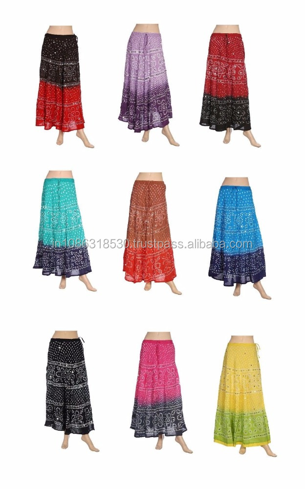 Gonna Lunga Maxi Donna Dancers World - Stile Indiano Boho Hippie Con Paillette, Ideale Per Danza Del Ventre, Nero/Verde, Taglia M - 2