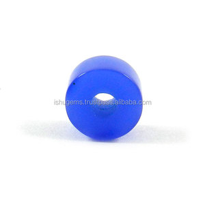 ลูกปัดหินสีฟ้า14X8X4.5มม.,ลูกปัดยางเรียบหินอัญมณีลูกปัดรูใหญ่ - Product Image 3