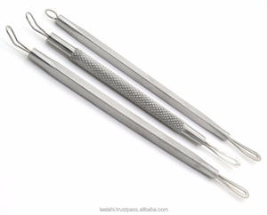 Salon Pro 2 en 1 Removedor de imperfecciones Extractor de acero inoxidable Mango texturizado Blackhead Whitehead Tratamiento de acné Face Pimple - Product Image 1