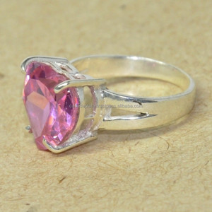 Bague classique en forme de cœur en argent sterling 925 massif, véritable pierre mystique rose, faite à la main, or 18 carats, diamant certifié IGI. - Product Image 5
