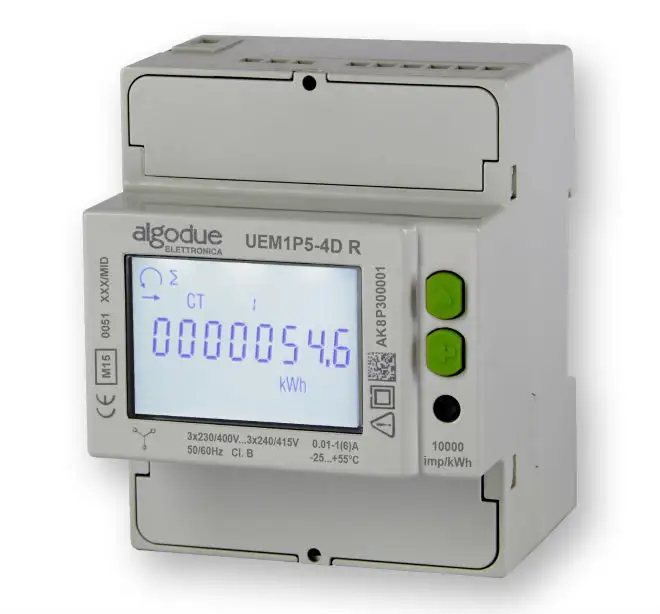 Three phase bidirectional smart meter M-busUEM80 Algodue Made in Italy MID Energy Meter