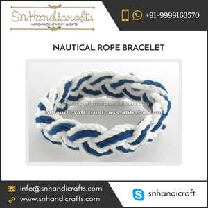   Bracelet en corde de coton blanc marine fait main, bracelet en corde nautique - Product Image 1