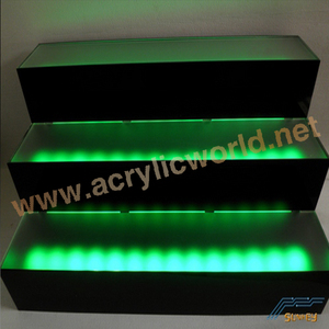 Exhibidor de Vino Acrílico LED Personalizado con Escaleras y Mostrador, Publicidad Ecológica para Supermercados - Product Image 2