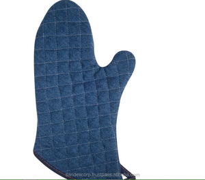 Lourd GSM meilleur solide plaine bleu foncé couleur mitaines de four taille personnalisée gant de four pour usage de cuisine fournisseur en Inde - Product Image 1