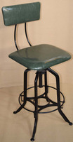 Tabouret de bar industriel vintage avec siège en cuir, comptoir de bar, café, restaurant, bar à domicile, hôtellerie, tabouret haut