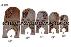 Handmade Wooden Quran Geeta and Bible Holder with Leaf Carved Design Polished Brass Inlay for Home - Product Image 2