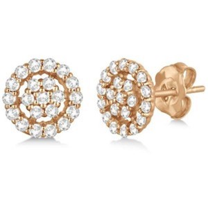 0.70CT Real Diamond Cluster <b>Earrings</b> | 14K Rose Gold Round Floral Design <b>Studs</b> Luxury <b>Fine</b> Jewelry Elegant Daily Wear Gift - Product Image 1