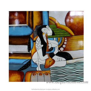 HT0319 Hand Painting Lacquer Wall Picture - Http://lacquerhomevn.com/ Folk Art Viet Nam Holiday Decoration & Gift at Request - Product Image 1