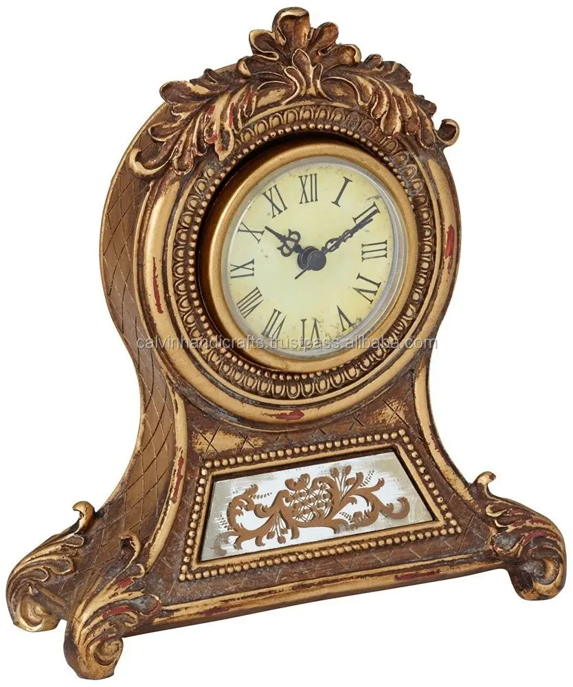 CALVIN HANDICRAFT NATURAL ANTIQUE WOODEN TABLE HOME DECORATIVE TABLE CLOCK DESKTOP HOME DECORATIVE GIFT 2062