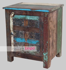<b>Rustic</b> Reclaimed Wooden Nightstand Bedside Tabele Handmade with One <b>Door</b> For Bedroom Farmhouse Hotel Bedroom Furniture - Product Image 5
