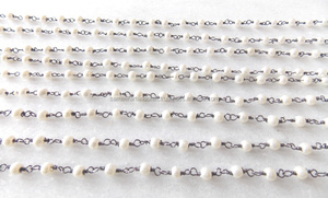 สีดำโรเดียมลวดห่อมุกขายส่งลูกประคำโซ่ - Product Image 2