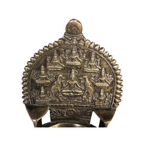 โคมไฟ Jyoti ทำจากทองเหลืองสีน้ำตาลเข้ม,ทำมือให้ลึกขึ้น Diya Deepak Diwali Aarti Pooja ตกแต่งบทความ - Product Image 3