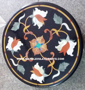 Plateau de Table Exclusive en marbre noir, avec incrustation - Product Image 1