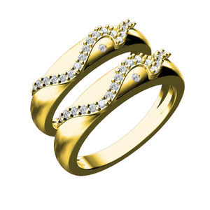 14K Yellow Gold Couple Diamond Engagement Bands Real Diamond <b>Wedding</b> <b>Rings</b> <b>Set</b> <b>His</b> <b>and</b> <b>Hers</b> Matching Bands Elegant Fine Jewelry - Product Image 2