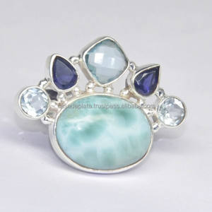 Solide 925 Sterling Silver Femmes À La Mode Nouveau Modèle Anneau Larimar Iolite Pierre Anneau En Gros Fabricant CASA DE PLATA - Product Image 3