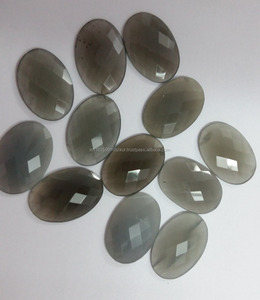 Piedra preciosa de piedra lunar gris natural de alta calidad, piedra semipreciosa lisa de corte ovalado facetado, piedra para hacer joyas a precio mayorista - Product Image 1