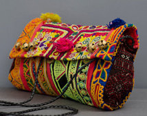 Pochette Banjara Vintage Indian Hippie Tribal Motif ethnique rare Doublure en coton Sacs à main Broderie Arc pour Designer Fait à la main - Product Image 2