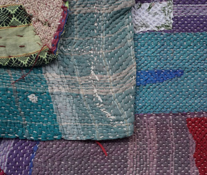 Vente en gros Couverture Kantha Taille double Coton Ethnique Sari Kantha Quilt - Product Image 2