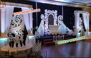 Piliers de scène en cristal Damroo pour mariage asiatique, décor de scène de mariage en cristal taillé diamant, décoration de scène de mariage indien Canada - Product Image 4