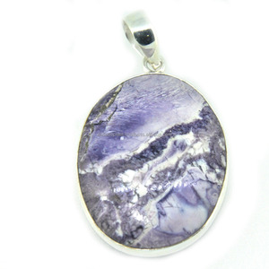 Crystal Gemstone Colored Fashion Pendant Handmade Pendant Handcrafted Jewelry X5744 .925 Sterling Silver Solid Casa De Plata - Product Image 1