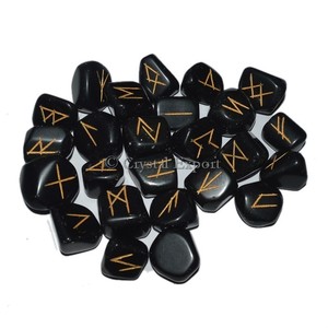 Ensemble de Rune dégringolée en tourmaline noire Fournitures de pierre de guérison Fengshui - Product Image 1