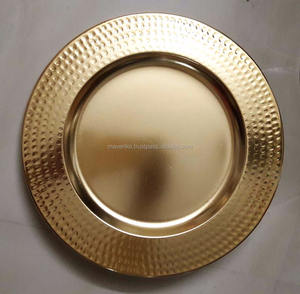 Plato de Presentación Redondo de Metal con Baño de Cobre Brillante y Borde Martillado para Decoración de Mesa en Hogar y Bodas - Product Image 2
