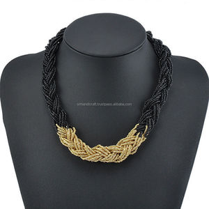 Handmade Happiness Fashion Bohemian Braided <b>Statement</b> <b>Necklace</b> Chain Choker Chunky Bib Bead Pendant - Product Image 1