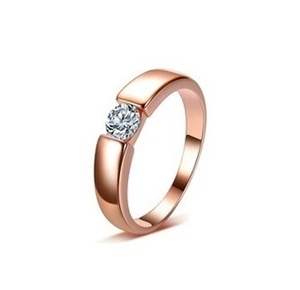 Anillo de Boda Solitario de Diamantes en Oro Rosa de 0.30 TCW para Mujer |   Anillo de Compromiso de Diamantes Reales de 14K |   Elegante Joyería Nupcial - Product Image 1