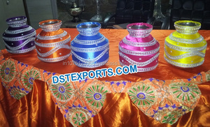 ของตกแต่งงานแต่งงานแบบปัญจาบ กระถางโลหะแบบมาต์กาและกาการ์ ทำด้วยมือ สีตามสั่ง ลายฟุลคารี ดีไซน์แบบปากีสถาน - Product Image 6