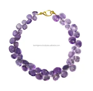 Natürlicher Amethyst facettierte Birne 925 versilbert vergoldet Stein Armband Schmuck