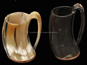 Juego de tazas de cuerno para beber con grabado, tazas de cuerno de vaca portátiles y ecológicas, tamaños grandes para suministros de juegos vikingos, origen de la India - Product Image 4