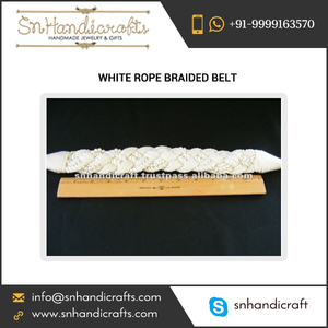 Ladies Fashionable White Rope Braided Belt at Low Price - Product Image 1