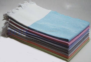 CAROLINE PESHTEMAL - Blue - Strippy <b>Turkish</b> <b>Towel</b> - Hammam, Pestemal Direct From Factory <b>Beach</b> Throw Classic Collection - Product Image 5