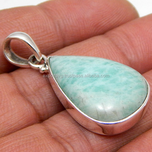 Style religieux classique Amazonite 925 pendentif en argent Sterling bijoux en pierre pour femmes breloques de fête de mariage pendentifs de mode breloques - Product Image 2