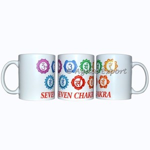 Cristaux naturels en gros de haute qualité, agate à sept chakras imprimée sur tasse pour la guérison - Product Image 4